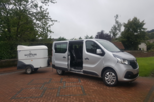 Airport Transfer van and baggage trailer